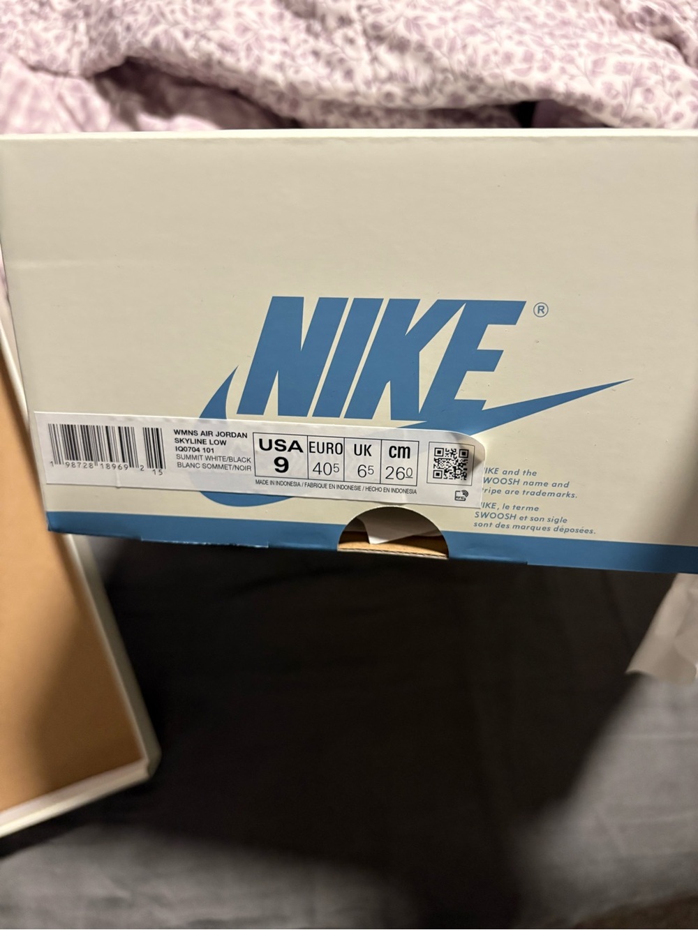 Nike White and Blue Shoe Box with Logo
